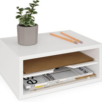 Adjustable Desktop Monitor Stand with Storage Shelves