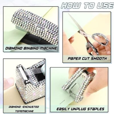 Decorative Desktop Stapler and Tape Organizer Set